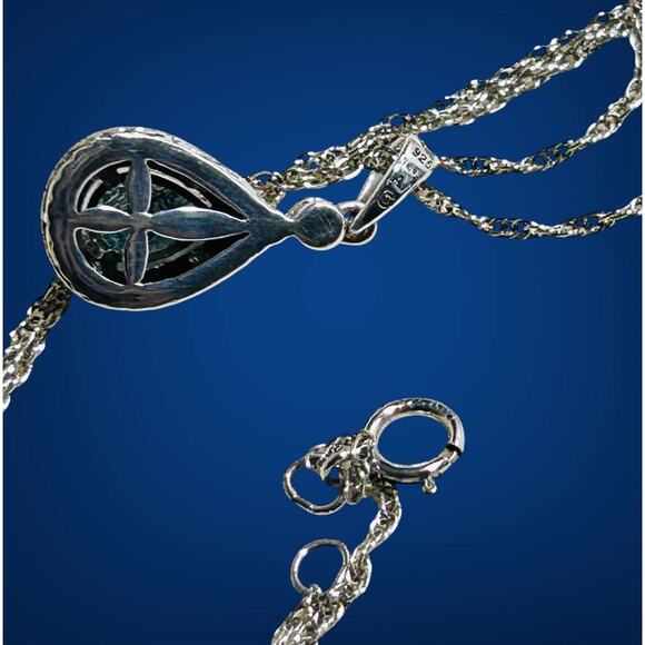 Sterling Silver Pendant Blue Stone 14k Gold Accent 16 Inch Chain Dainty Petite - Picture 5 of 11